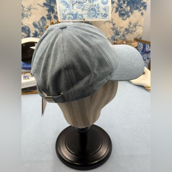 🆕 GANNI 🧿 NWT White Logo Embroidered Blue Denim Baseball Cap, Woman's Hat - Picture 4 of 14